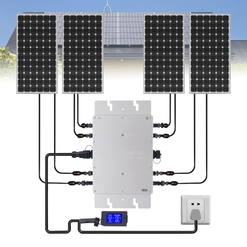 Solar Micro Inverter 1200W MPPT Grid Tie Pure Sine Wave DC to AC LCD Waterproof， for 54V Solar Panel Micro Inverter