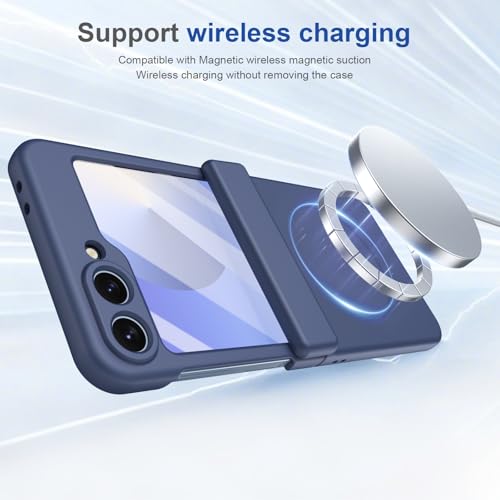 Coque Samsung Z Flip6 magnétique en silicone bleu avec protège-charnière