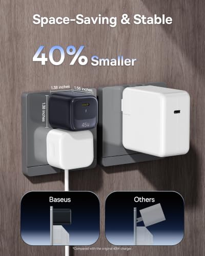 Image of Baseus 45W USB C Charger Block, 2 Pack Super Fast Charger with USB-C Cable for iPhone 16 /15 Series, iPad, Galaxy S24 Ultra and More Series