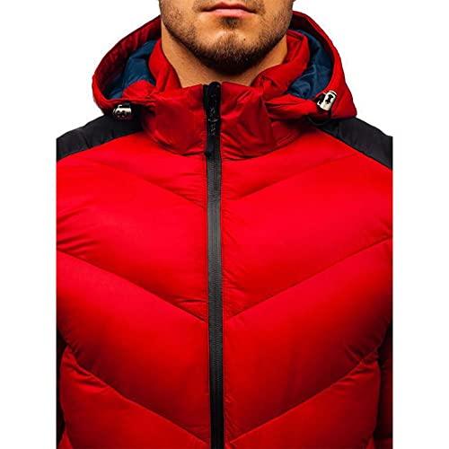 Hgoogy Fall Winter Down Coats For Mens Casual Hooded Thick Puffer Jackets Zip Up Warm Parkas Coats Outdoor Outerwear Red 2021-09-07 X-Large #TOP5