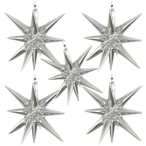 Silver Star Balloons Birthday Decorations Explosion Mylar Balloons