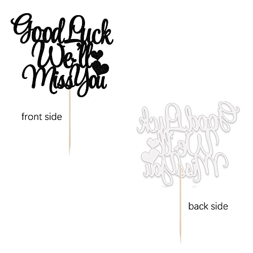 Arokippry Black Glitter Good Luck We'll Miss You Cake Topper For Graduation Party, Job Change, Farewell Party, Retirement, Housewarming Party Supplies #TOP2