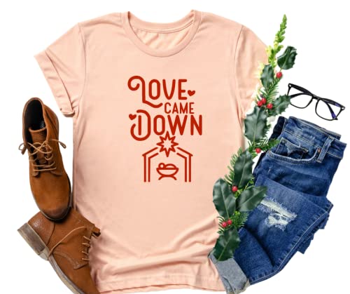 Miniatura 5 de Love Came Down Christian Christmas Shirts for Women, Faith Based Christmas T-shirts, Stocking Stuffers Christian Gifts, Nativity Religious Xmas Gift.