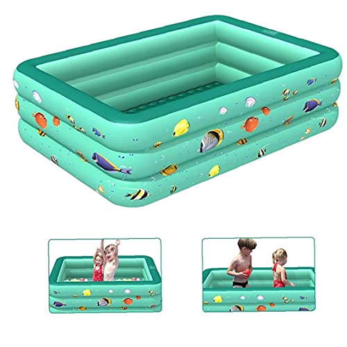 Opblaasbaar zwembad, vierkante kinderen peuterbad, buitenshuisbad, s Groen 150 cm, baby badpool, - Image 5