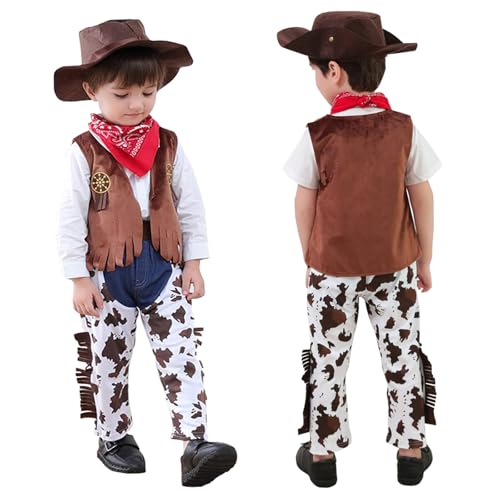Disfraz completo de vaquero para niños 7-8 años miniatura 5