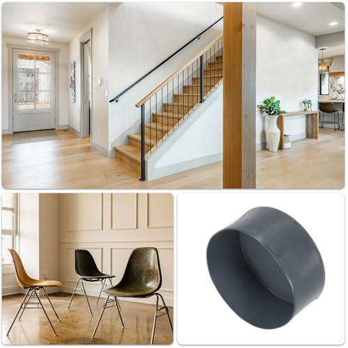 Image of uxcell 2pcs Rubber End Caps 110mm(4 5 /16 Inch) ID x 80mm(3 1 /8 Inch) H Vinyl Round Tube Bolt Cap Cover Screw Thread Protectors Dark Grey