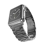Apple Watch Band 42mm,Fwheel Stainless Steel Metal Replacement Smart Watch Band Bracelet with Double Button Folding Clasp for Apple Watch Series 1 Series 2 All Models (Space Grey 42mm)