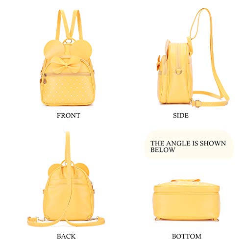 Kl928 Girls Bowknot Polka Dot Cute Mini Backpack Small Daypacks Convertible Shoulder Bag Purse For Women (Light Yellow) #TOP4