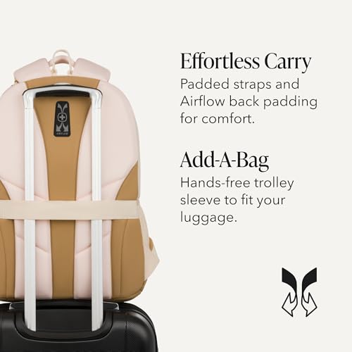 Image of SWISSGEAR Cecil 18-Inch Laptop Backpack Fits 16-Inch Laptop, Travel Daypack with Organizer Pockets, Water Bottle Holders & Padded Straps - Cream /Warm Sand