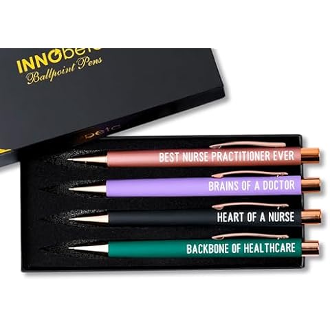 InnoBeta Nurse Practitioner Gifts for women Ballpoint Pen Set of 4, Funny Nurse Practitioner Pen, Office Tools for Nurses week Cover