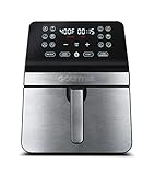 Gourmia Air Fryer Oven Digital Display 7 Quart Large AirFryer Cooker 12 Touch Cooking Presets, XL Air Fryer Basket 1700w Power Multifunction Stainless Steel Accents FRY FORCE 360° (Air Fryer Waffle Maker)
