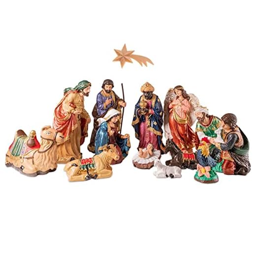 Presépio Natalino Colorido 14 peças 30cm Inquebrável