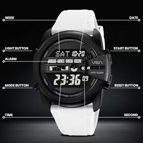 Image of V2A DIGITRON-TERRAX 2942 Digital Watch for Men | Industrial Shield Design with Oversized Digital Display | Urban Sports Everyday Watch with Countdown Timer, Alarm & 50M Water Resistance