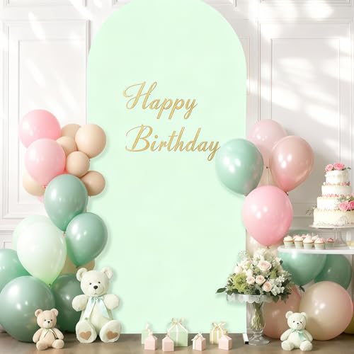6.6FT Sage Green Arch Cover - Polyester Fitted Wedding Arch Stand Covers Round Top Chiara Arch Backdrop Cover for Birthday Party Banquet Photo Background Decoration by Wish Care - Image 6