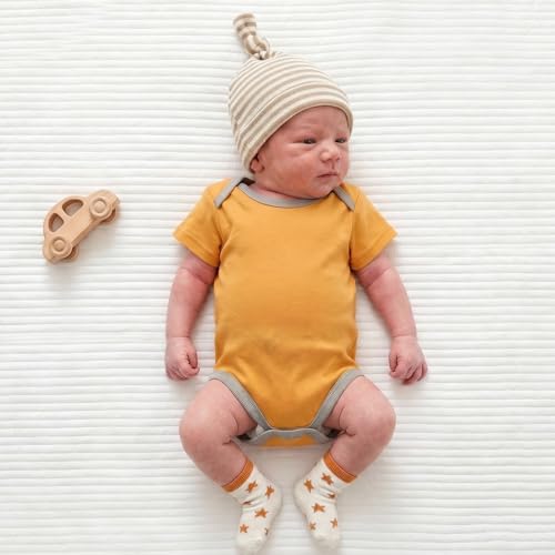 Image of SNOWIE SOFT 5Pcs Set New Born Baby Clothes 0-3 Months with Cotton Long Sleeve Top and Pants, Gloves, Socks, Bear Ear Hat, Infant Clothes 0-3 Months New Born Baby Gifts Shower Gift