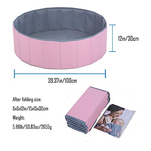 PlayMaty Kids Ball Pit - Folding Portable Baby Play Ball Pool (Balls Not Included) Double Layer Oxford Cloth Not Need to Inflate Stable Ball Pool for Toddler (Pink)