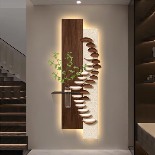 EPZBUJF 3D LED Wall Art with Hydroponic Glass Vase and