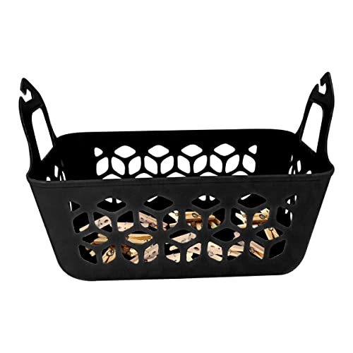 Cesto Organizador de Prendedor de Roupa Multiuso Lavanderia Cor:Preto