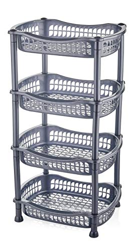 A406 4 Tier Stackable Rectangular Vegetable Rack kitchen Garage Storage Utility (Silver)