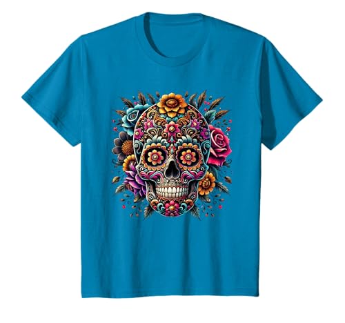 Motif tête de Mort Mexicaine colorée T-Shirt