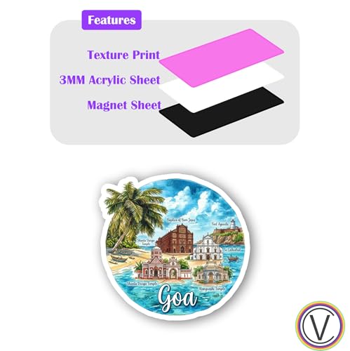 Image of Goa Textured Finish Acrylic Fridge Magnet - UV Texture Printed, Stylish Multicolor Magnet for Fridge, Wardrobe & Metal Surfaces, Pack of 1 (Goa 1)