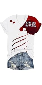 Deguisement Femme Halloween - Problème Résolu T Shirt Col V Bloody