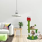 33Inch Arbre de chat fleuri avec poste de craquage de chat et grande plate-forme pour les chats d'intérieur adapté aux petits et grands chats vert