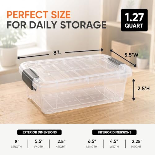Image of Superio 1.27 Quart Clear Plastic Storage Containers with Lids, Stackable Organizer Bins, BPA-Free Storage Boxes for Home, Office, Dorm & Classroom, 36 Pack