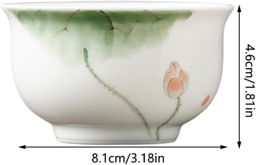 GSOUL Kungfu Tea cup Chinese Tea Cups Hand-painted Lotus Ceramic Kung Fu Master Personal Sets Small Tea Cups