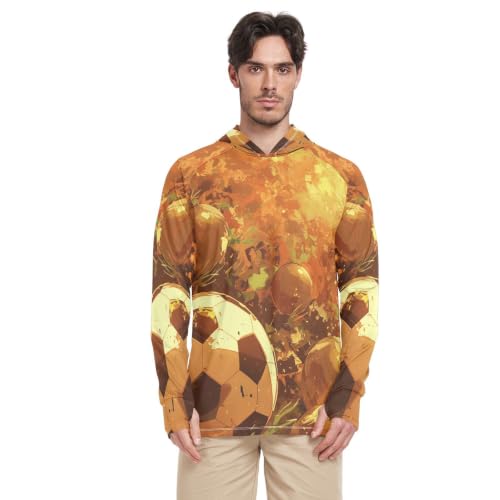 Rash Guard Homme Ballon de Soccer Doré Sport éNergie contre les Coups de Soleil