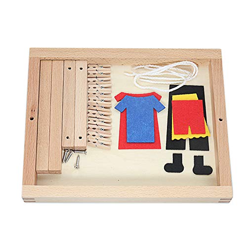 Image of Montessori Wooden DIY Mini Simulation Clothes Drying Frame Clothes Suit Toys for Baby Children Basic Life Practice Training Toys