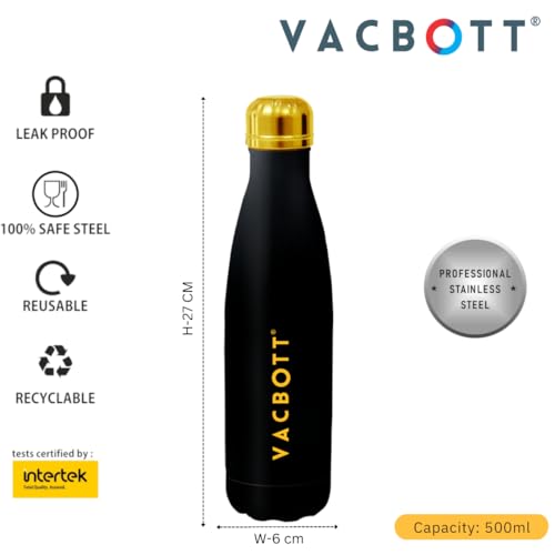 Image of CLAY CRAFT VACBOTT Stark Double Walled 18 Hours Hot and 24 Hours Cold Water Flask Bottle-500ML, 2-Piece(Multicolour) Leak Proof|Easy to Carry|Gym Bottle|Home|Kitchen|Hiking|Travel Bottle|BIS Certified