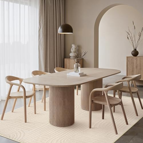 Tapete decorativo lavable 5x7 diseño moderno beige miniatura 3
