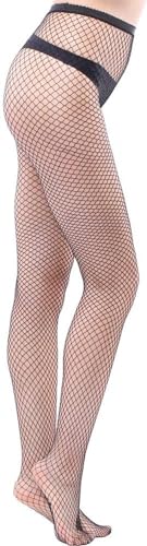 [JUICYCRACY] 4 pares de meias arrastão femininas sensuais, Preto, P
