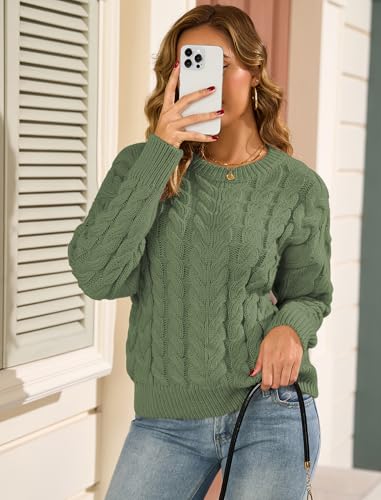 Image of ZAFUL Womens Oversized Sweaters 2025 Cable Knit Chunky Sweater Long Sleeve Crewneck Pullover Loose Outfits
