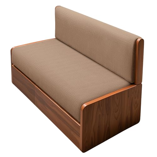 Verdanzia RV Dinette Cushion Covers, Stretchable Camper Cushion Covers,Washable Loveseat Sofa Furniture Protector for RV Camper Car Bench (1 Backrest Cover & 1 Bench Cover,Beige)