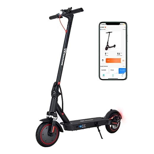 EVERCROSS Electric Scooter, 350W Electric Scooter Adults, Up to 19 MPH & 19 Miles E-Scooter, 8.5'' Solid Tires Lightweight Folding Electric Scooter for Adults with APP Control, Black Red, EV85F PRO