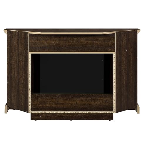 Ameriwood Home Overland Corner Fireplace TV Stand for TVs up to 50 Inch, Replaceable Electric Fireplace Insert Heater, Remote Control, Timer, Realistic Log and Flame Effect, Espresso - Thumbnail 3