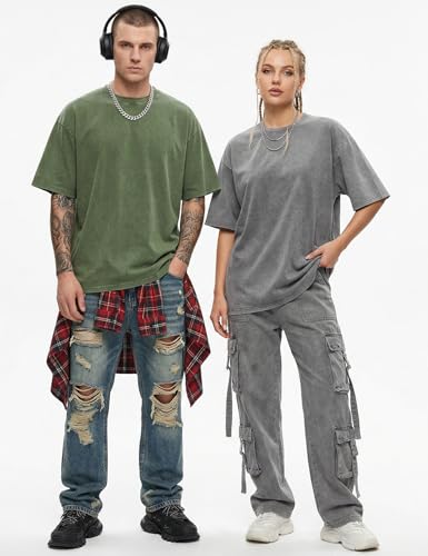 Image of Arssm Men Oversized T Shirts Vintage Tee Loose Fit Short Sleeve Casual Streetwear Baggy Washed Unisex Tops