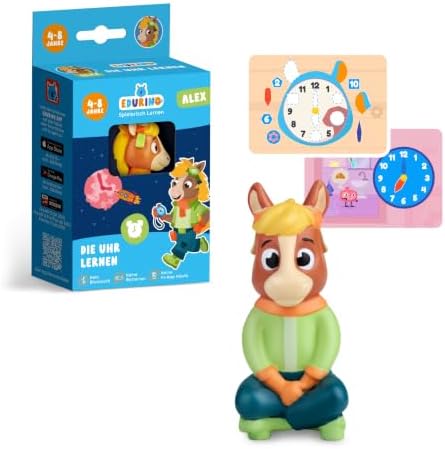 Edurino Figur Alex – Lernspiel App für Kinder ab 4 J. – Uhrzeit Lernen | Spielerisch digital lernen, Die Uhr lernen & Tagesabläufe, 4-6 Jahre, Inkl. App, Pädagogisch, Sicher & Werb