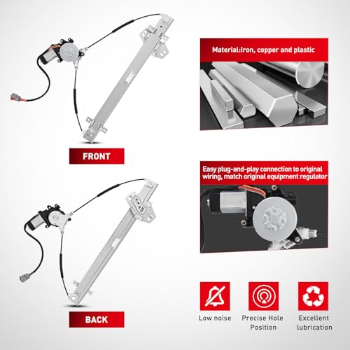 Image of Nilight Power Window Regulator with Motor Assembly Replacement for Honda Pilot 2003 2004 2005 2006 2007 2008, Front Driver Side, 748-129