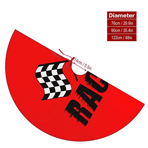 Checkered Flags Race Car Flag Round Farmhouse Christmas Tree Skirt Mat Xmas New Year Holiday Party Decorations 30" 36" 48" #TOP1