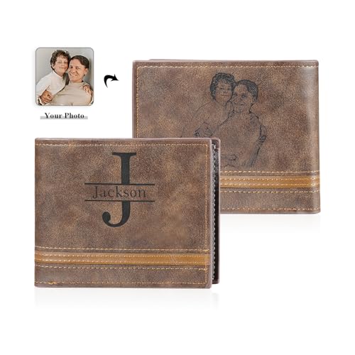 Personalized Photo Wallet for Men Custom Engraved Wallet with Name or Text PU Leather Bifold Wallet with Picture – Unique Gift for Dad, Husband, Son – Father's Day, Birthday Gifts (Styles 4)2