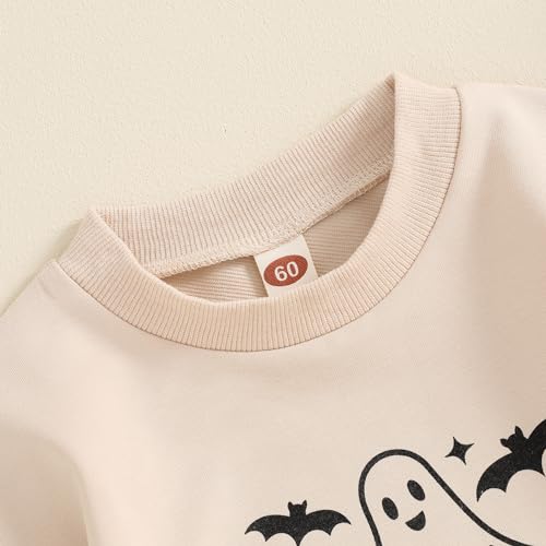 SAYOO Halloween Baby Clothes Embroidery Pumpkin Face Print Sweatshirt Romper Infant Girls Boys Bubble Bodysuit Fall Outfit4