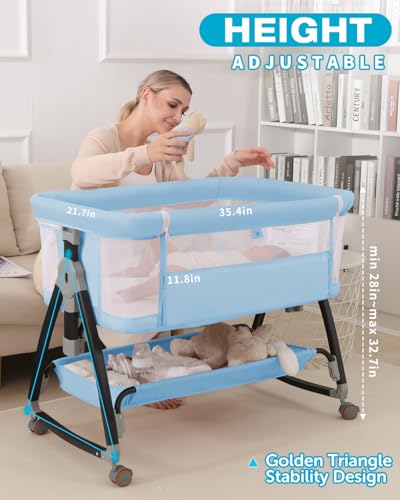 image for wayfong 3 in 1 Baby Bassinet, Bedside Crib with Breathable Mesh, Bassi
