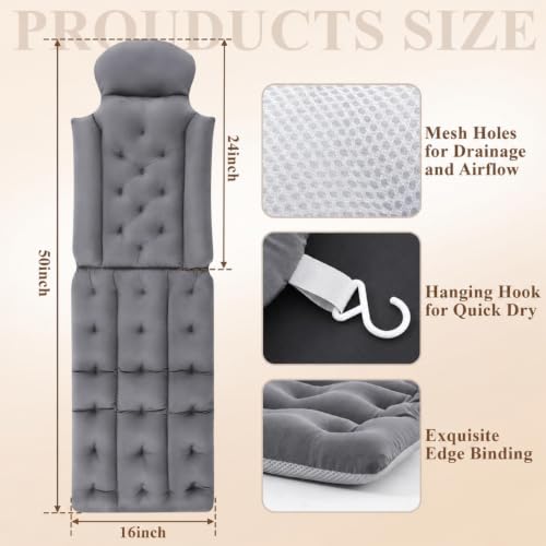 Novabright Waterproof Sauna Seat Cushion Thick High-Density Foam Heat Insulation Bath Pillow, Sauna Accessories for Infrared Resting for Head & Neck, Support the Back for Women Gifts(Dark Gray) - Image 3