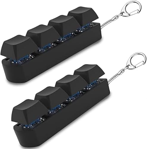 2 Pcs Keyboard Fidget Toy Keyboards Clicker Fidgets Toy 4-Button Finger Keyboards Keychain Durable Sensory Fidget Toys for Stress Relief Fun Gifts for Adults And Kids (Black Clicky)