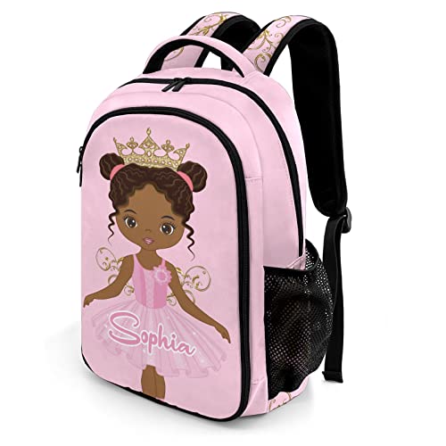 Pink African Girl Ballet Dance Backpack Name Casual Bag Daypack for Women Men Camping Hiking2
