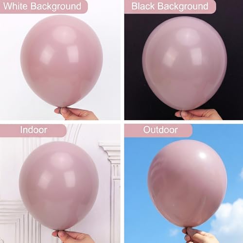 Image of RUBFAC 135pcs Dusty Pink Balloons, Latex Boho Blush Pink Balloon Different Sizes 18 12 10 5 Inch for Garland Arch Baby Shower Engagement Bachelorette Wedding Birthday Party Decorations