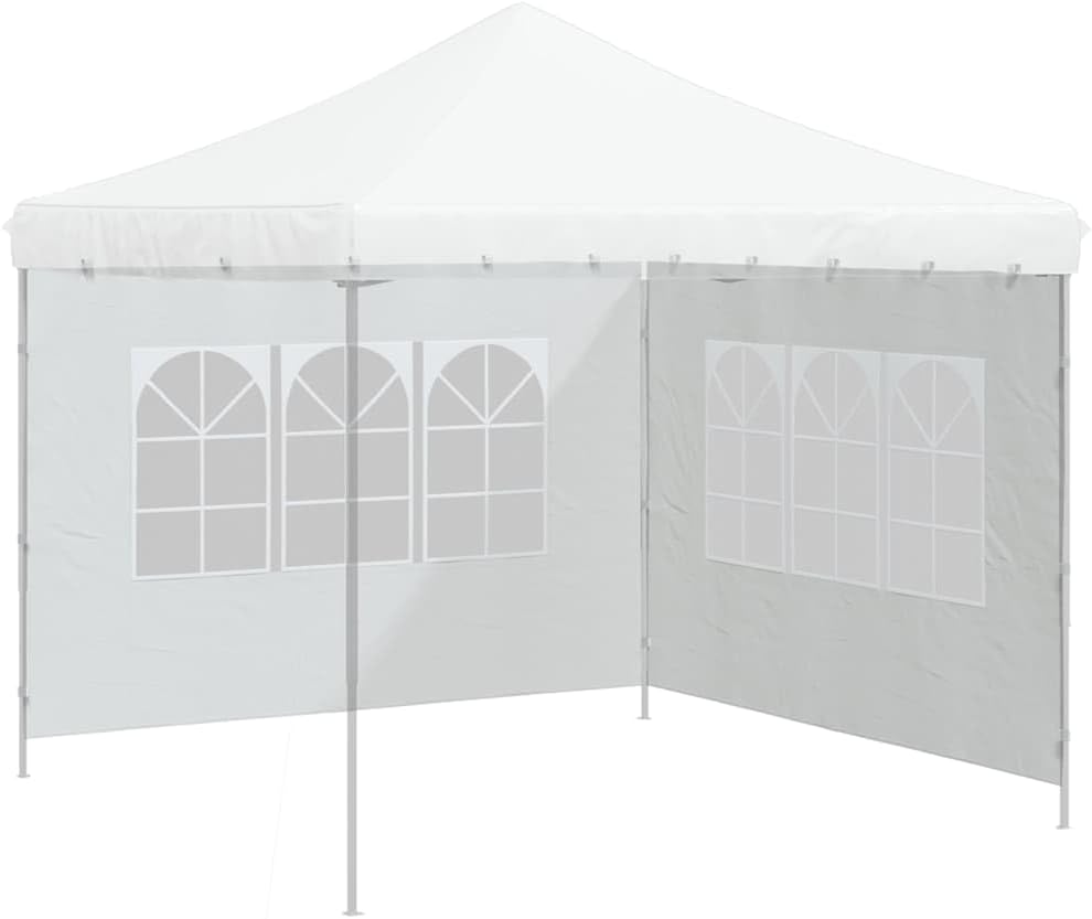 White Party Tent Sidewall, 2-Piece 100% PE Fabric, Decorative Inlays for Outdoor Gazebo Canopy Tent, 118.1x118.1x76.8 Inch UV & Water-Resistant Shade